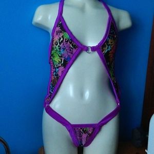 Purple print One piece swim suit